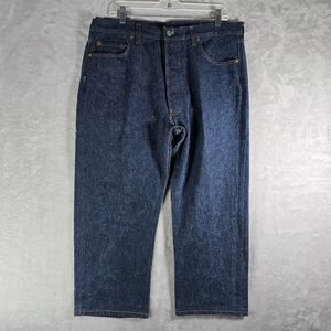 Levis 501 Vintage Button Fly Fuzzy Jeans Mens Actual Size 35x25 Dark Wash 80's